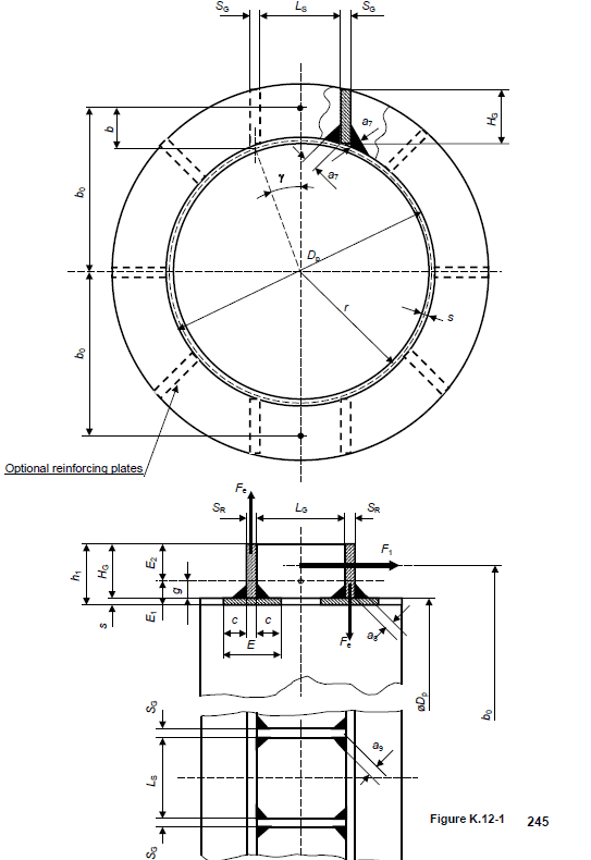 EN 14917 Figure K.12-1 gusset with reinforcing rings geometry
